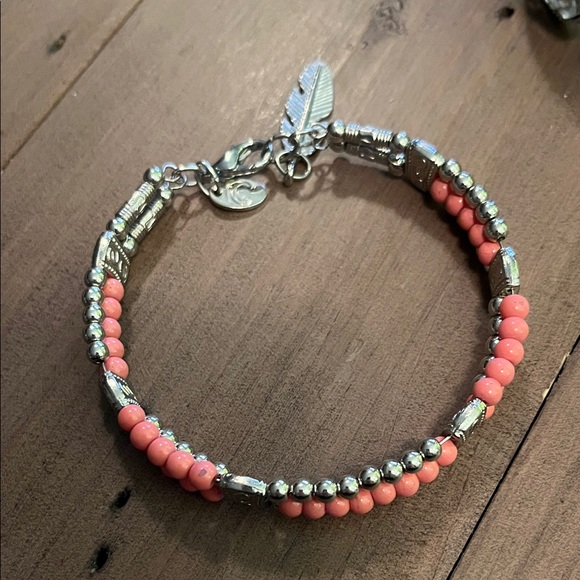 Set of Three Bracelets - Coral, Silver, and Gold - Picture 3 of 4